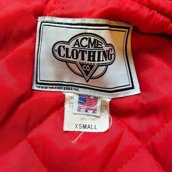 Vintage Varsity Jacket Looney Tunes Wool Leather Warner Bros Kids XS Embroidered - Picture 15 of 16